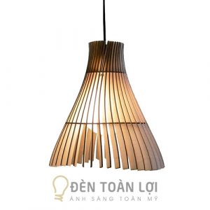 Đèn Gỗ: Mẫu đèn gỗ hình quả cầu lông trang trí bàn ăn nhà hàng TL009