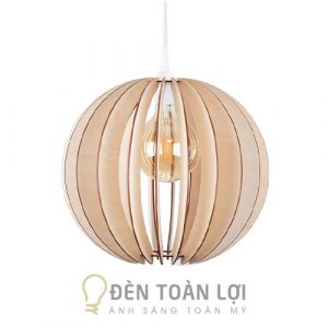 Đèn Gỗ: Mẫu đèn thả gỗ hình cầu trang trí quán ăn quán cafe TL034