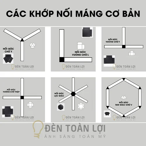 Khớp nối góc đèn thả văn phòng
