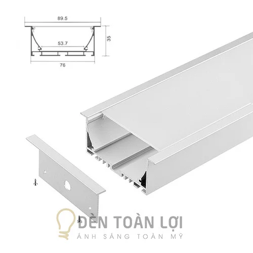 LED thanh nhôm âm trần 90mm 35mm trang trí shoproom