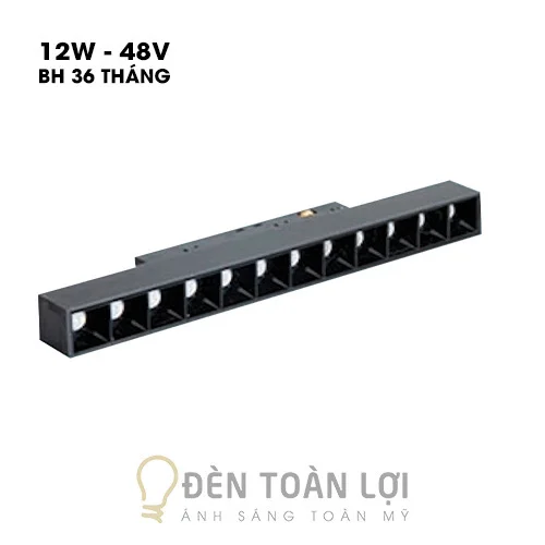 Đèn rọi màu đen rọi ray nam châm SMD 12W không gập