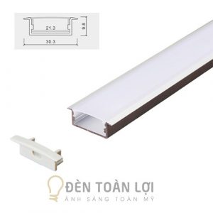 Thanh nhôm định hình âm trần gắn LED 30mm x 10mm trang trí showroom, tủ kệ trưng bày