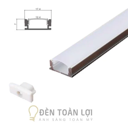 Thanh nhôm định hình gắn LED trang trí tủ kệ trưng bày 17mm 7mm