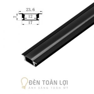 Đèn LED thanh nhôm đen gắn âm 17mm x 7mm trang trí showroom