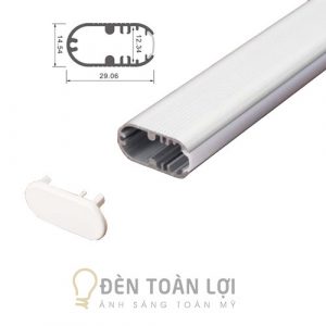 Thanh nhôm định hình gắn led móc tủ áo hình elip 29mm * 14mm