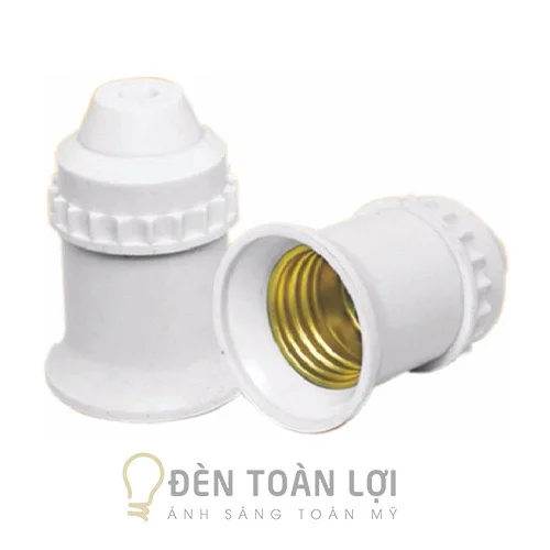 Phụ Kiện Đèn: Đui đèn xoắn E27 phổ biến giá rẻ màu đen, trắng