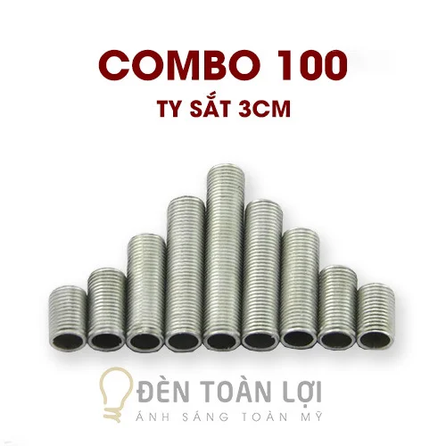 Phụ Kiện Đèn: Combo 100 ty sắt M10 rỗng dài 3 cm