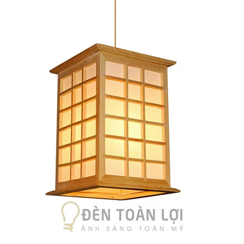 Đèn gỗ thả trần kiểu Nhật màu đen