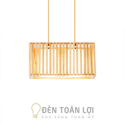Đèn gỗ màu đen chùm gỗ 3 bóng thả trang trí bàn ăn