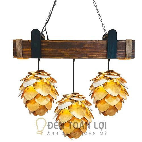 Đèn Gỗ Màu Đen Hình Quả Thông