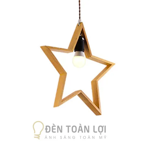 Đèn gỗ màu đen gỗ thông hình ngôi sao thả trần