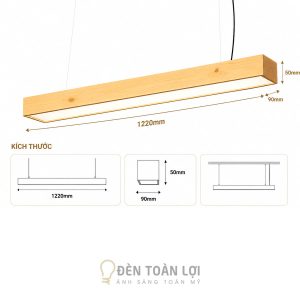 Đèn thả hộp gỗ văn phòng 1m2 LED 36W trang trí bàn làm việc