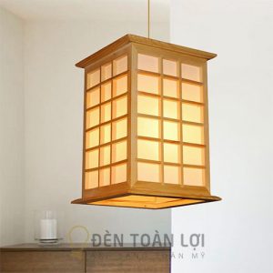 Đèn Gỗ: Mẫu đèn gỗ thả trần kiểu Nhật trang trí bàn ăn cực đẹp