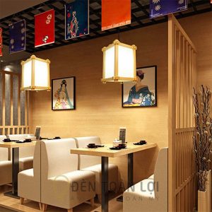 Đèn Gỗ: Mẫu đèn gỗ kiểu Nhật thả trần trang trí phòng ăn nhà hàng