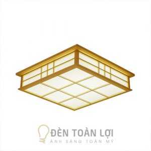 Đèn Gỗ: Mẫu đèn gỗ ốp trần kiểu Nhật trang trí phòng khách