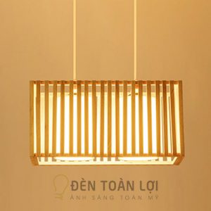 Đèn Gỗ: Mẫu đèn chùm gỗ 3 bóng thả trang trí bàn ăn đẹp