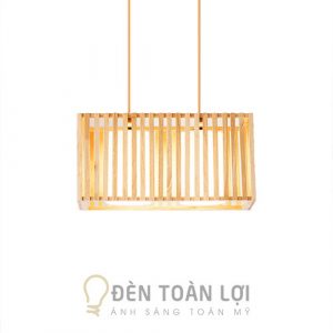 Đèn Gỗ: Mẫu đèn chùm gỗ 3 bóng thả trang trí bàn ăn đẹp