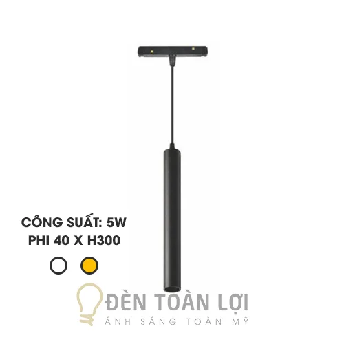 Đèn rọi ray nam châm 5W màu đen dạng ống