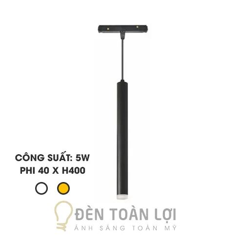 Đèn rọi màu đen rọi ray nam châm 5W dạng ống dài 400mm