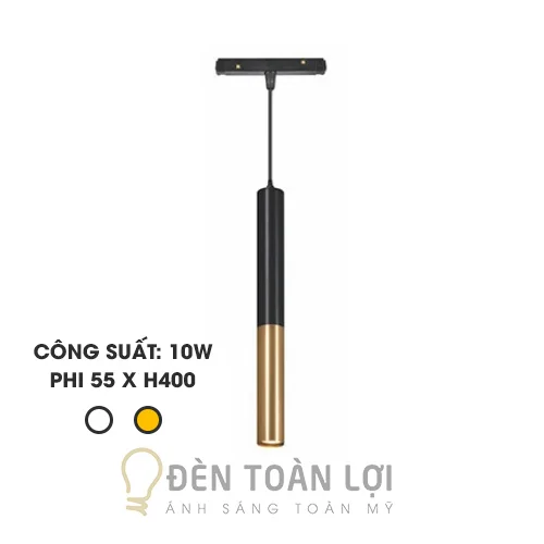 Đèn rọi mẫu rọi ray nam châm 10W dạng ống thả thon đen vàng