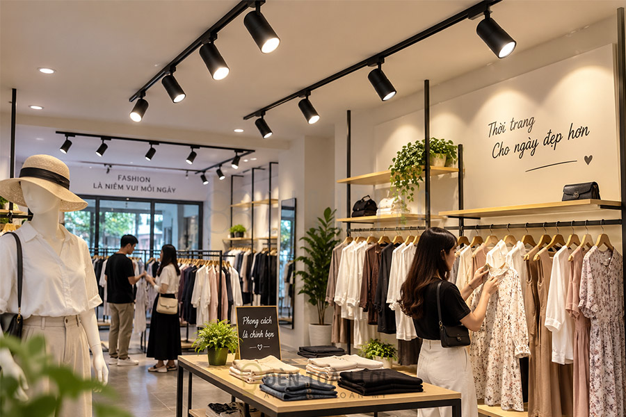 Den roi thanh ray cho shop quan ao - den toan loi1