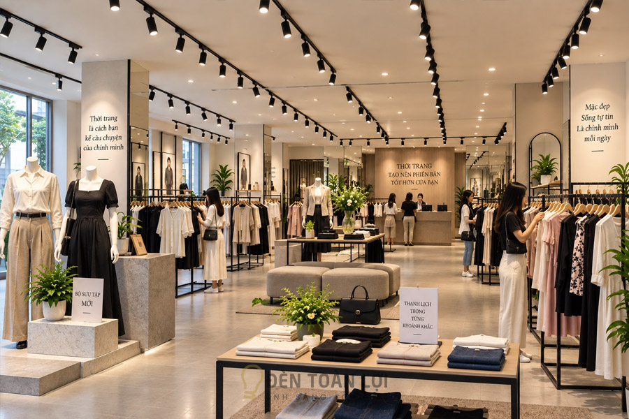 Den roi thanh ray cho shop quan ao - den toan loi1