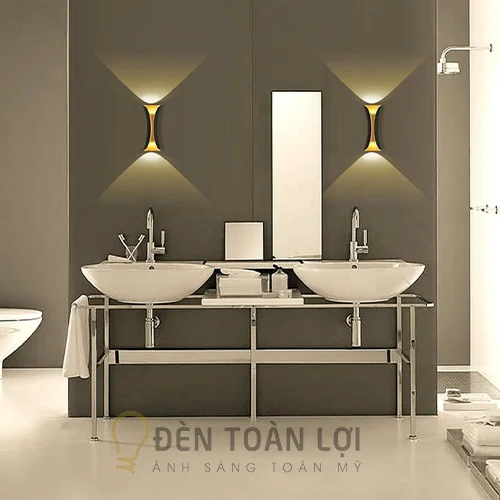 Đèn Vách: Mẫu đèn vách hắt tường 2 đầu loe trang trí vách ngoài trời