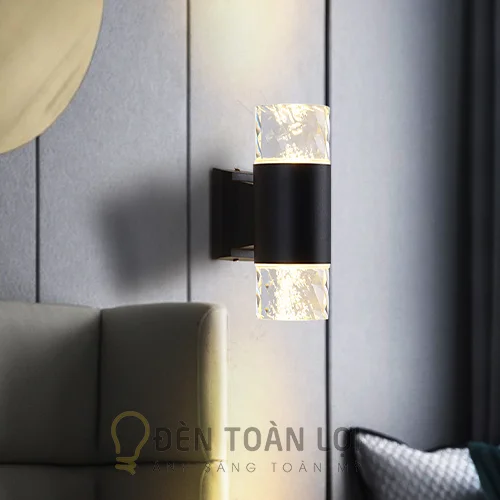 Đèn Vách: Đèn vách trụ 2 đầu pha lê hình giọt nước trang trí cổng nhà