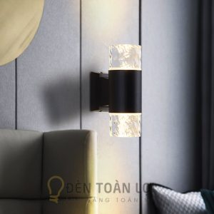 Đèn Vách: Đèn vách trụ 2 đầu pha lê hình giọt nước trang trí cổng nhà