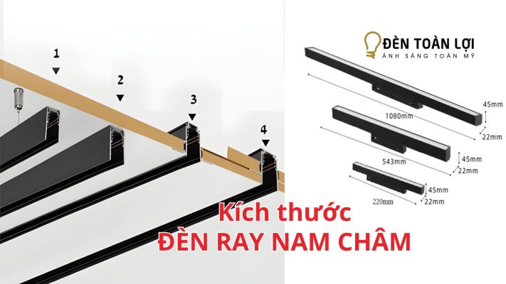 Kích thước đèn ray nam châm phổ biến
