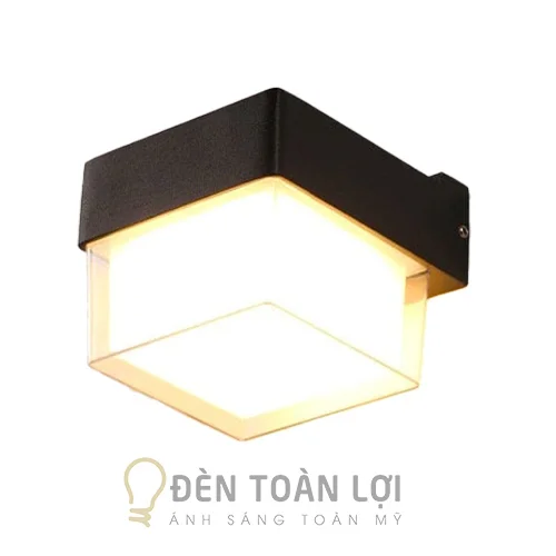Đèn vách màu đen vách hạt tường 1 đầu hiện đại mẫu vuông