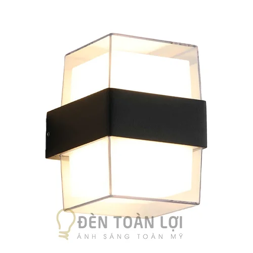 Đèn vách màu đen vách hạt tường 2 đầu hiện đại màu vuông trang trí