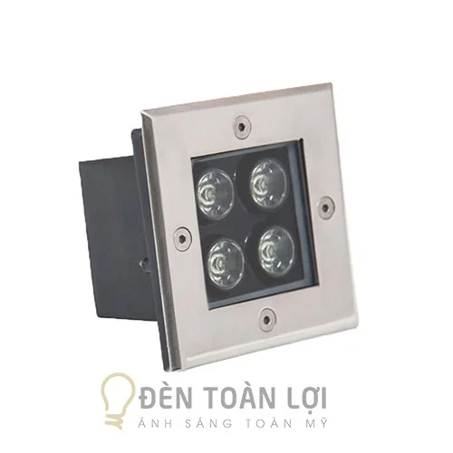 Đèn âm đất màu đen âm đất vuông 4W trang trí sân vườn
