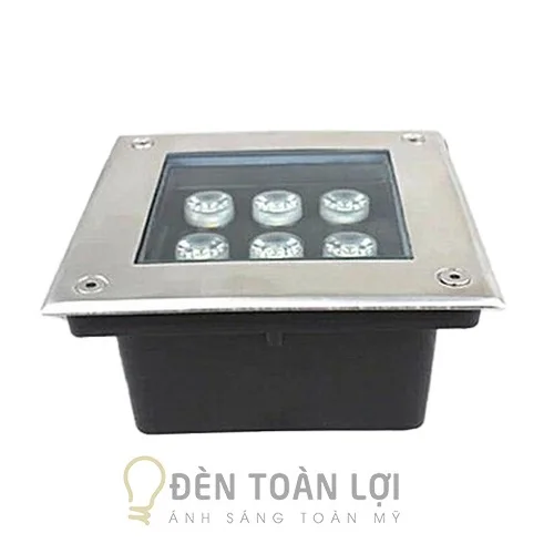 Đèn âm đất màu đen âm đất vuông 6W trang trí sân vườn