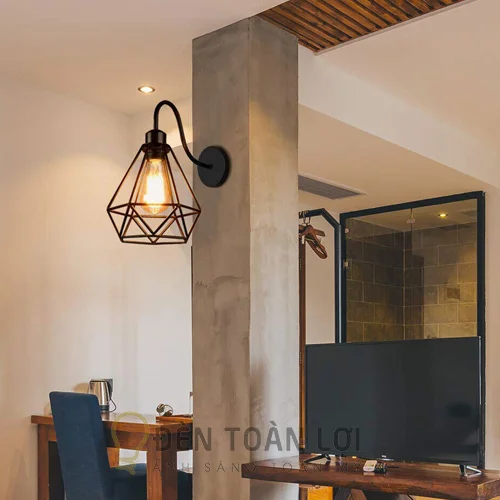 Đèn Vách: Mẫu đèn vách cổ ngỗng chụp kim cương trang trí quán cafe cổ điển