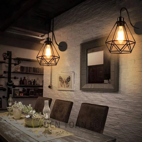 Đèn Vách: Mẫu đèn vách cổ ngỗng chụp kim cương trang trí quán cafe cổ điển
