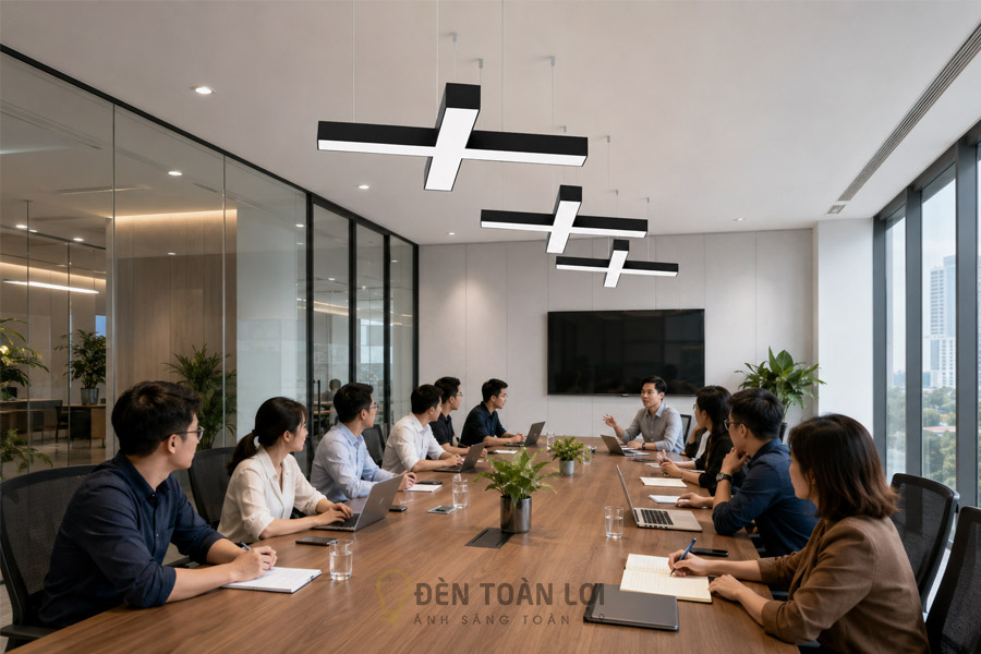 Mẫu đèn thả văn phòng LED hình chữ thập làm theo yêu cầu