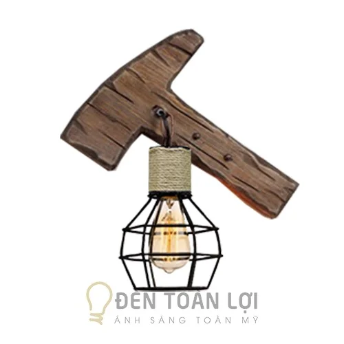 Đèn gỗ màu đen gắn tường hình chiết rìu