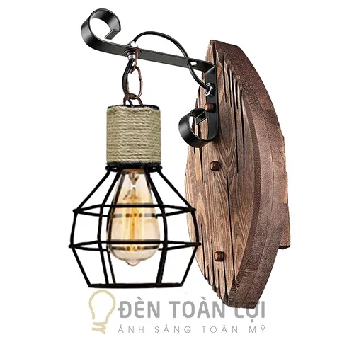 Đèn gỗ màu đen vách gỗ hình chiếc lá