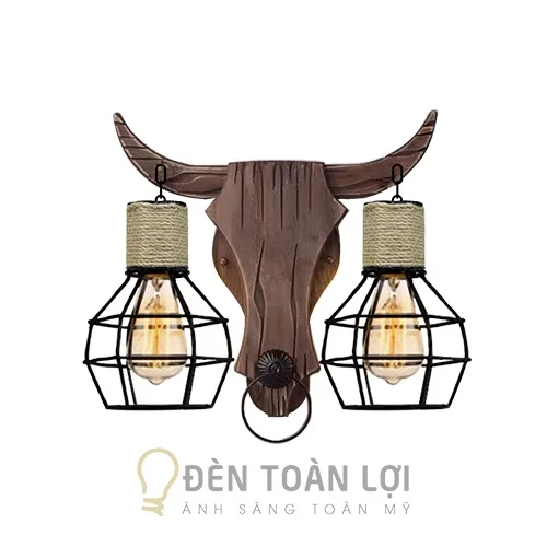 Đèn gỗ màu đen vách gỗ dâu tằm trang trí