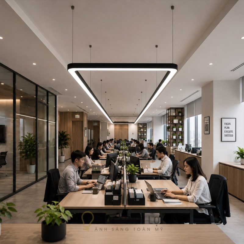 Đèn văn phòng hình chữ nhật dài bo góc trang trí văn phòng cực đẹp