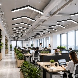 Mẫu đèn thả văn phòng, ốp trần kiểu xương cá làm theo yêu cầu1