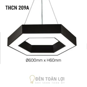 Đèn thả led hình lục giác màu đen