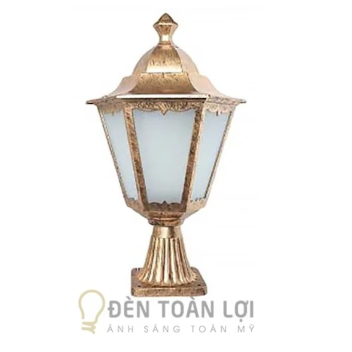 Đèn trụ cổng màu đen sơn vàng đồng