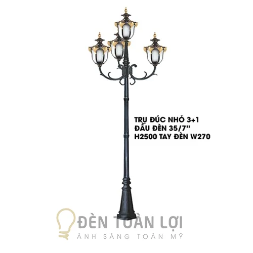 Đèn Trụ Cổng Màu Đen (Cao 2500mm)