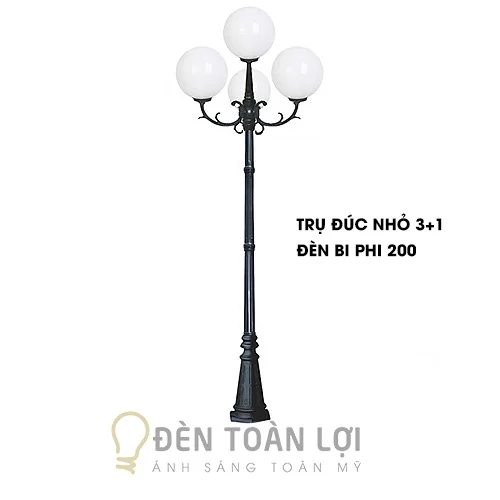 Mẫu Đèn Trụ Sân Vườn 4 Bóng Bi 200mm
