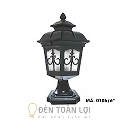 Đèn trụ công màu đen trang trí cột trụ tường rào 0106