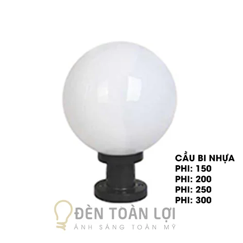 Đèn trụ cổng cầu bi nhựa đen