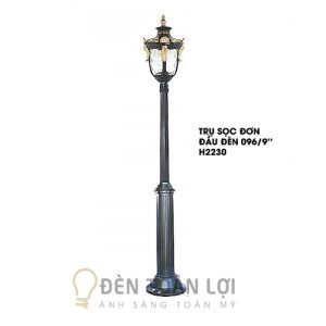 Đèn Trụ Cổng: Mẫu đèn trụ sọc đơn đầu mã 096 cao 2230 trang trí sân vườn biệt thự