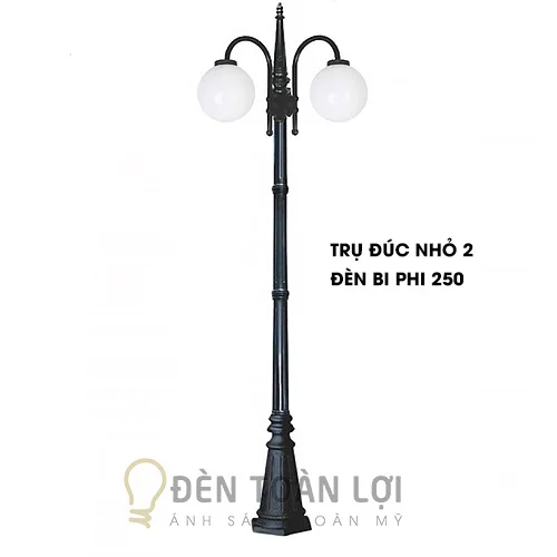 Đèn Trụ Cổng: Mẫu đèn trụ sân vườn 2 bóng bi 250mm